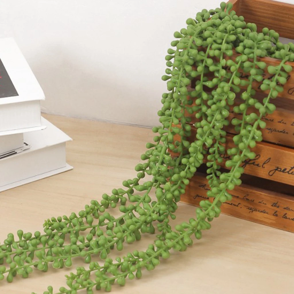Artificial Flower String of Pearls Wall Hanging Fake Succulents Plants for Wedding Party Decor Home Garden Ornament Photo Props