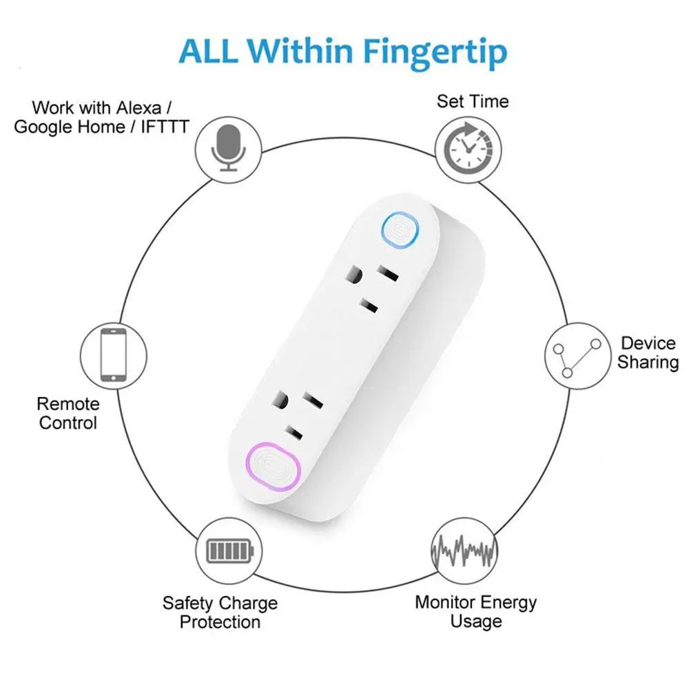 Teekar WiFi Smart power Strip US standard Outlet удлинитель 2 розетки Smart Life пульт дистанционного управления работает с Alexa Google Assistant