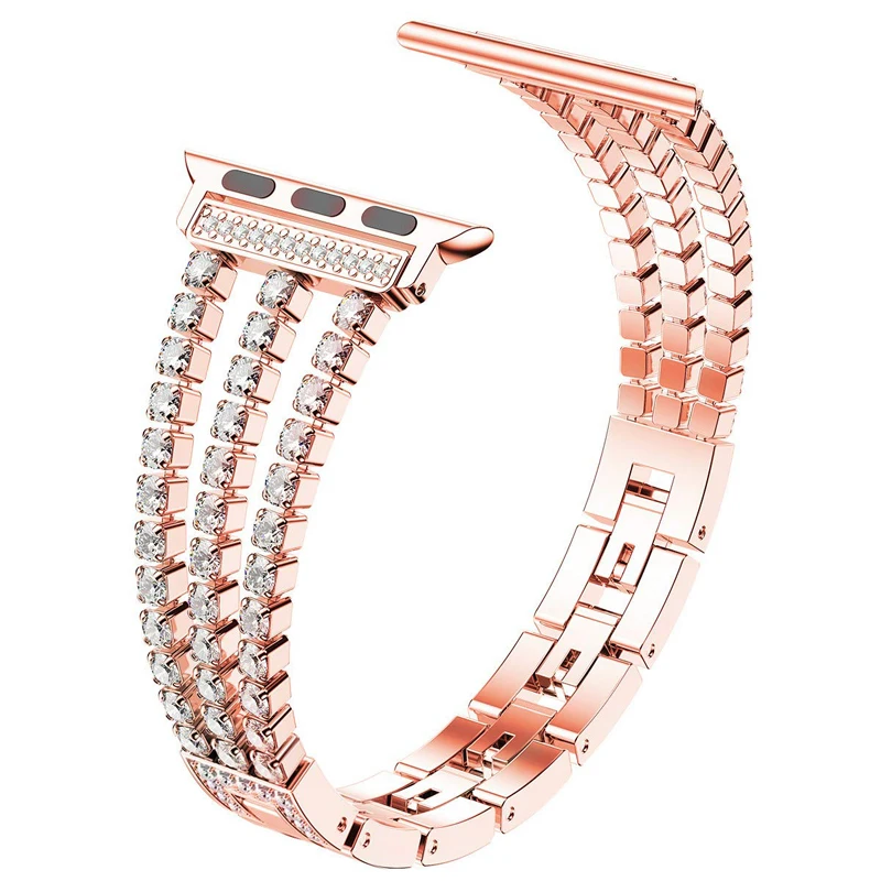 

Diamond strap for Apple Watch Band 40mm 38mm 42mm 44mm IWatch series 5/4/3/2/1 Stainless Steel Bracelet women metal watchband