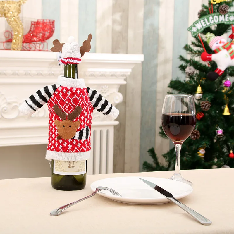 1 шт. крышка для бутылки с красным вином Рождественский Санта и олень вина сумки для дома и офиса Festical Xmas украшения бутылки вина вечерние принадлежности QA 239