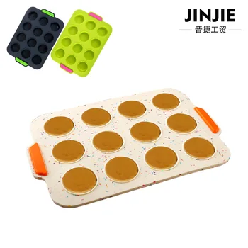 

Thickening Silica Gel Two-tone Cake Pattern Color Point Portable Ear 12 Even Round Muffin Egg Tarts Cake Baking Pudding Model