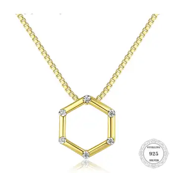 

Pendant Necklace Zircon Hexagon,2020 Trendy Link Chain Fashion Jewelry Thomas Style 925 Stering Silver Bijoux Gift For Women