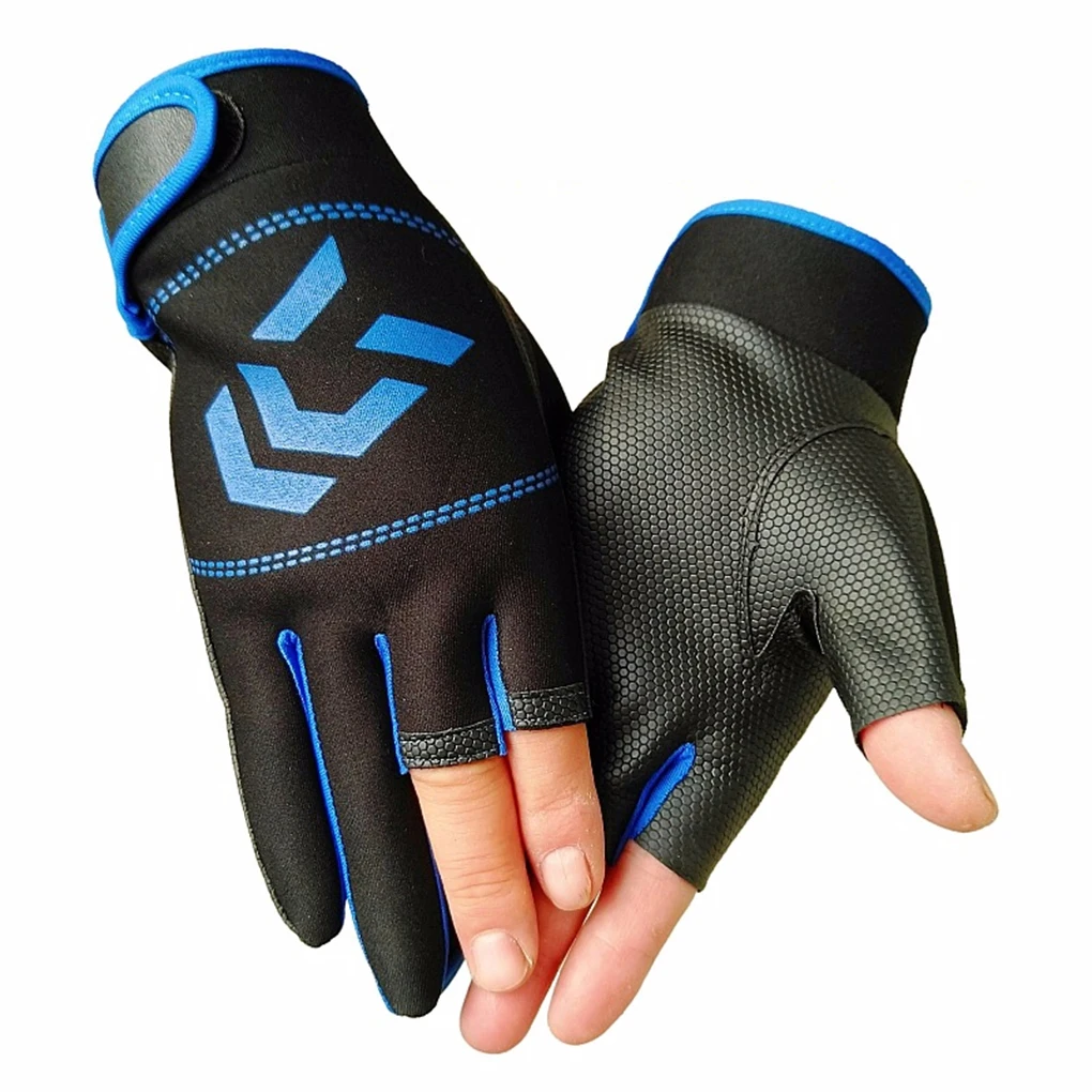 Fishing Gloves Men Women Outdoor Anti-slip 3 Cut Finger Sports Angling SBR Gloves