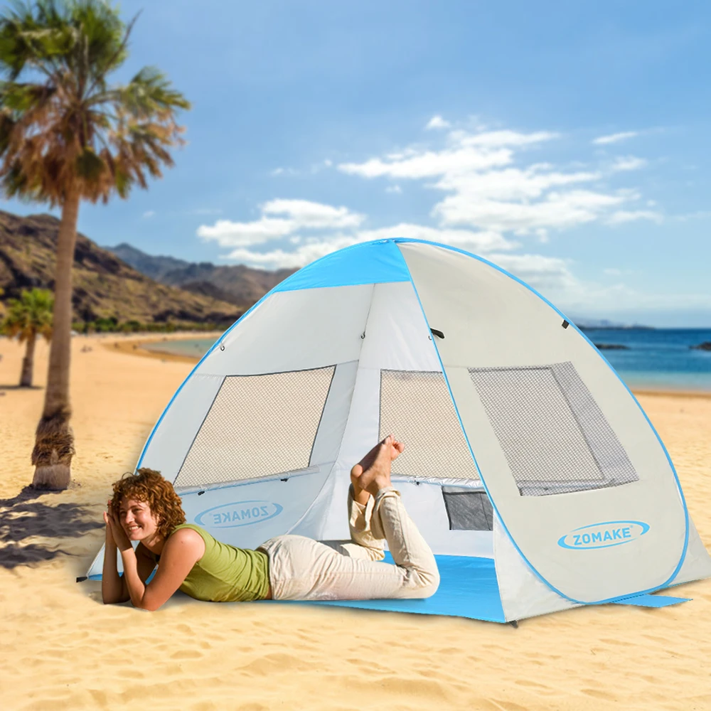 G4Free Beach Tent UPF 50+ Easy Pop Up Sun Shade 3-4 Persons