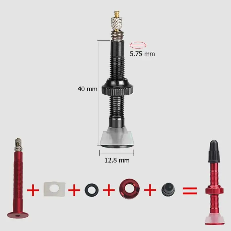 40mm 2pc Black 40/60 мм MTB дорожный велосипед расширитель клапаны ультра-светильник алюминиевый бескамерный клапан сердечник для велосипеда бескамерные шины запчасти для велосипеда - Цвет: 40mm 2pc Black