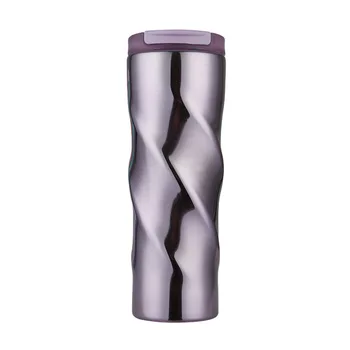 

500Ml Coffee Insulation Cup Stainless Steel Spiral Vacuum Flask Portable Gradient Travel Thermal Mug Purple