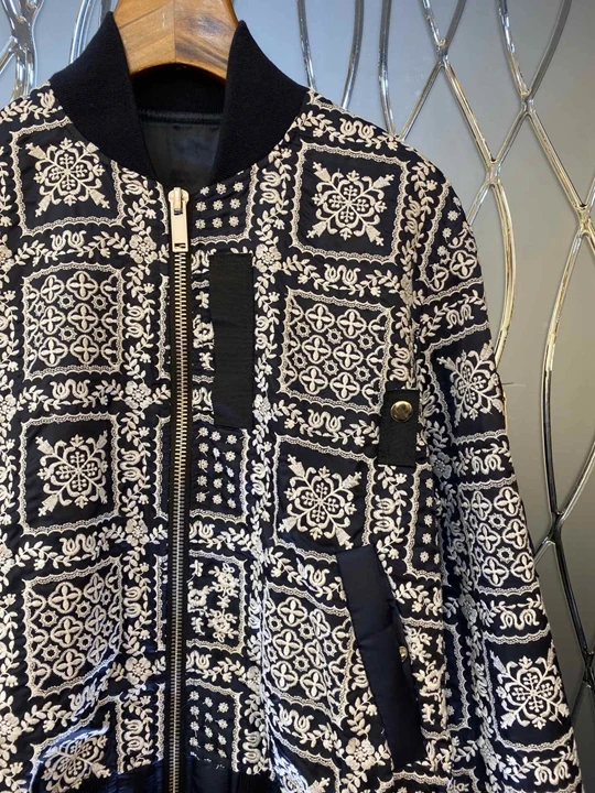 Early autumn new women's collar, cuffs, color matching, taping, knitting, long sleeve, zipper top, short coat 1006