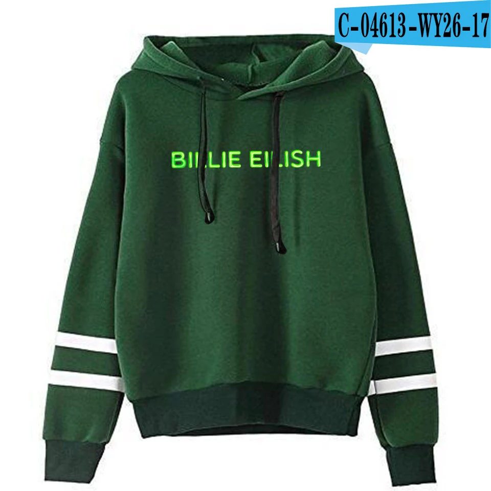 Новинка, модные толстовки с принтом Billie Eilish, женские/мужские толстовки с капюшоном и длинным рукавом,, модная одежда в уличном стиле - Цвет: green