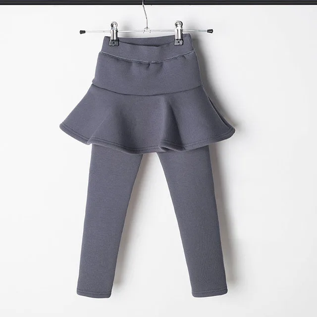 blue grey Брюки; Зимняя юбка для девочек; брюки; леггинсы; плотные теплые леггинсы; юбка-брюки с флисовой подкладкой; хлопковые брюки для подростков; утепленные леггинсы для малышей - Цвет: blue grey