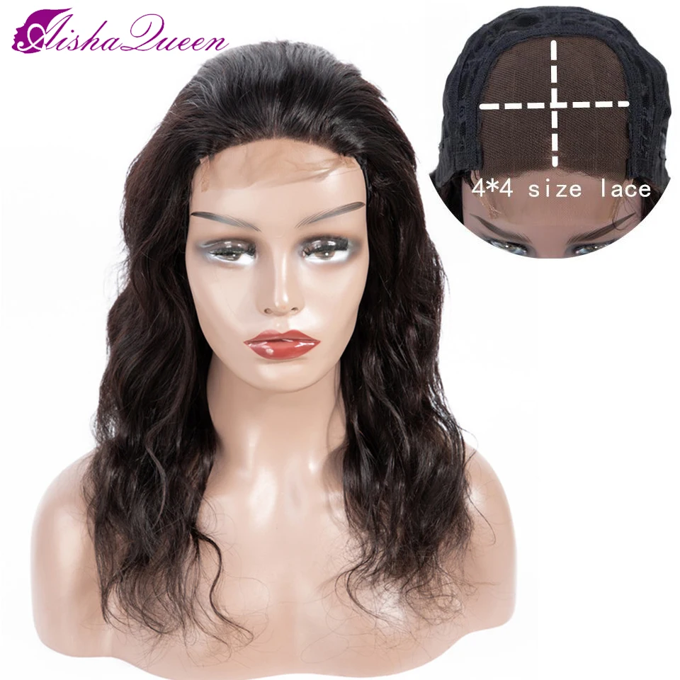  Aisha Queen 4x4 Lace Closure Wig Body Wavy Human Hair 130% Density Lace Wigs Natural Color Non-remy