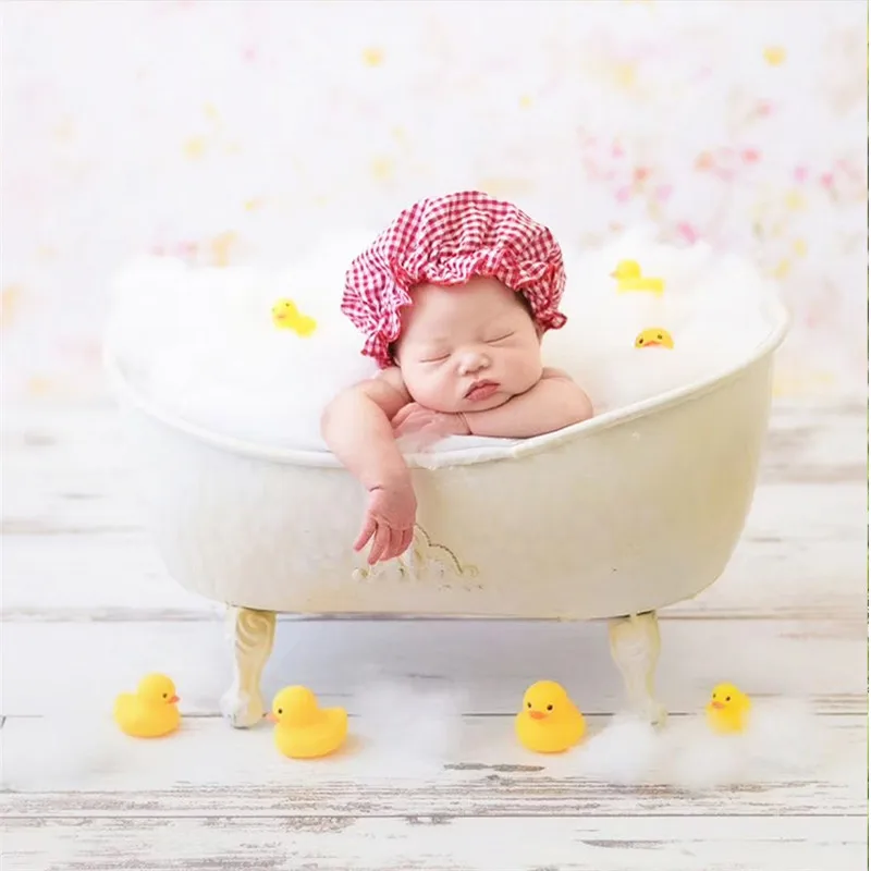 Accesorios para fotografía de bebé, bañera de hierro para niños con burbujas de algodón para sesión de fotos, accesorios de fotografía para recién nacidos, cama