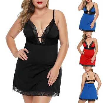

JAYCOSIN Women Lace Sleep Dress Mini Sleepdresss Sexy Camisole Lingerie Nightdress Plus Size Ladies Night Wear S-3XL