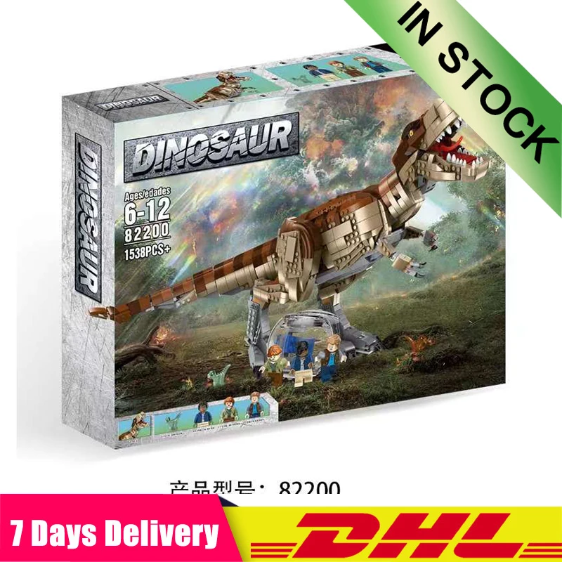 

IN STOCK 82200 1538Pcs Jurassic Dinosaur World Park Movie T. Rex Rampage Building Blocks Bricks Kids Toys Compatible Legoinglys