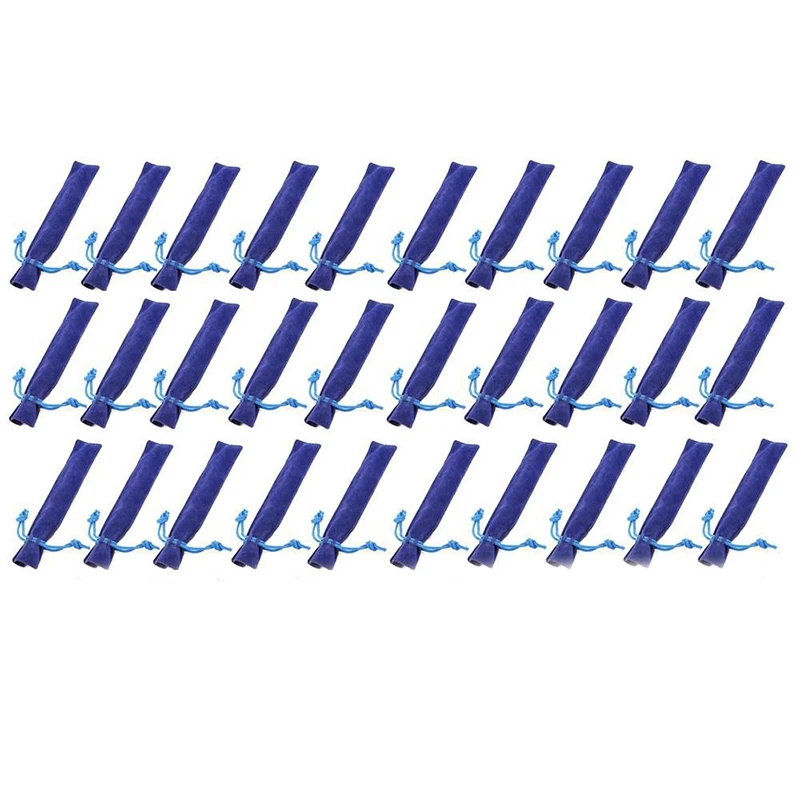 50 Pcs Blue Velvet Pen Pouch Sleeve Holder Single Pen Bag Case Pencil Bag