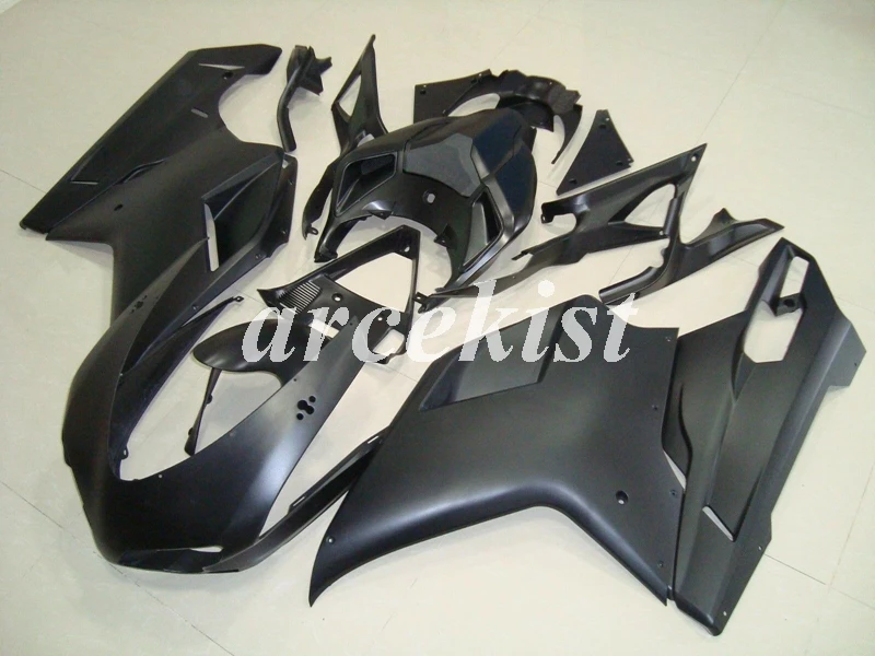 ABS полный обтекатель комплект подходит для DUCATI 848 evo 1098 1198 1098S 2007 2008 2009 2010 2011 2012 набор черный