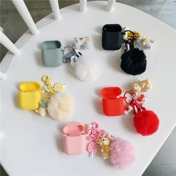 

good fortune lucky wealth mouse fur ball lollipop pendant bluetooth wireless earphone cover for apple airpods 1 2 charging case