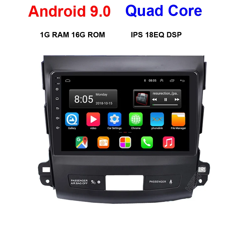 Android 9,0 автомобильный dvd gps мультимедийный плеер радио для Mitsubishi Outlander 2006- peugeot 4007/Citroen C-Crosser 2.5D - Цвет: 1G 16G IPS DSP