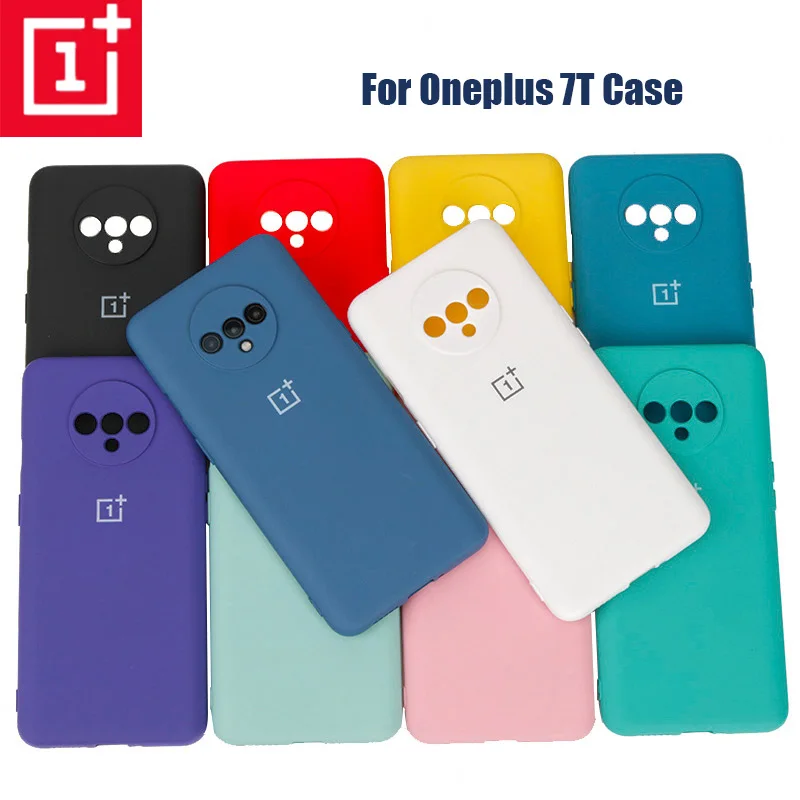 Оригинальный жидкий силиконовый чехол Oneplus 7T Мягкий защитный шелковистый