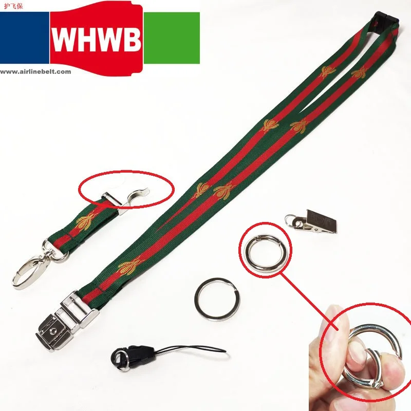 

20mm metal side release buckle Stripe neck lanyard bee lace rope ribbon weaving jacquard lanyards keychain accessories for phone
