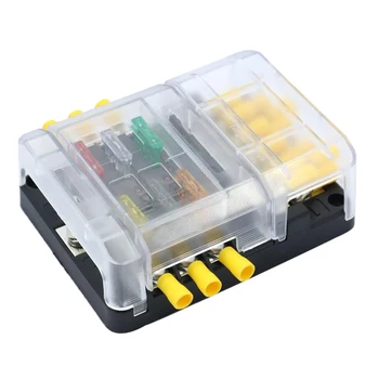 

Blade Fuse Block Box Holder 6-Way Bus Bar Negative with LED Indicator Marine