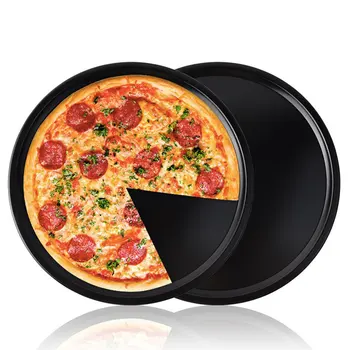 

13 Inch Round Pizza Plate Pizza Pan Deep Dish Tray Carbon Steel Non-stick Mold Baking Mold Pan Pattern Baking Tool