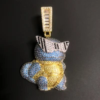 Hip Hop Bling Iced Out Zirconia Stone Paved Colorful Cartoon Tortoise Pendants Necklaces for Men Women Rapper Jewelry Gift 2