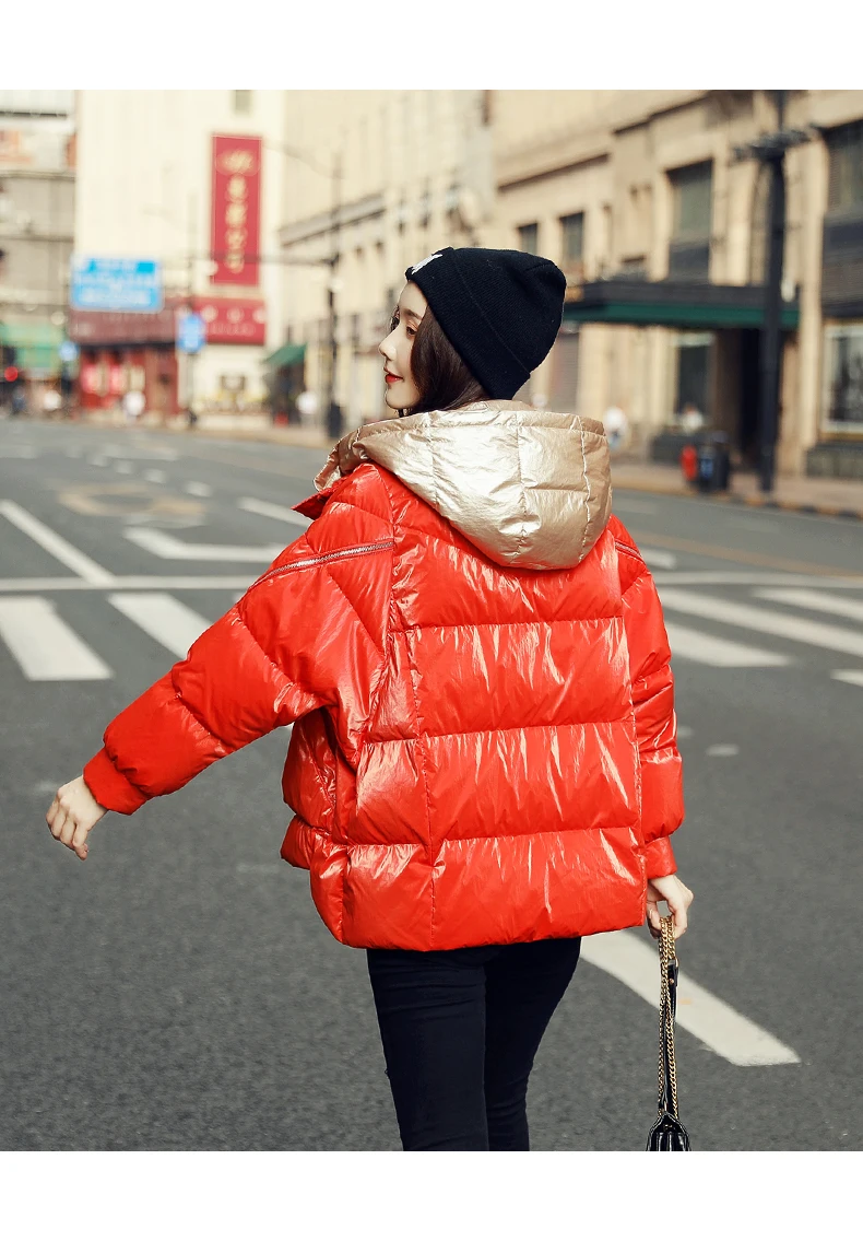 Female Glossy Down Parka Winter Jacket Women Large Sizes Thick Down Jacket Loose White Duck Down Coat Waterproof Outerwear