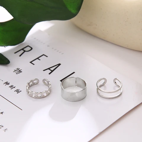 Black Finger Rings For Women Men Simple Chain Ring Set Fashion Rings 2022 Trend Friend Gifts Party Knuckle Jewelry Party