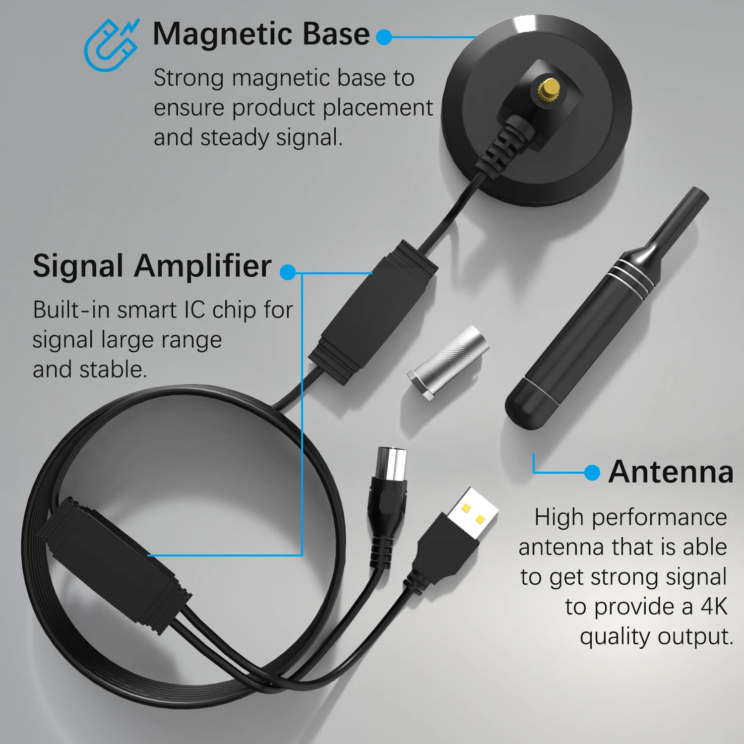 TV Antenna Digital HDTV Amplified 3600 Mile Range Indoor Outdoor w/Magnetic Base