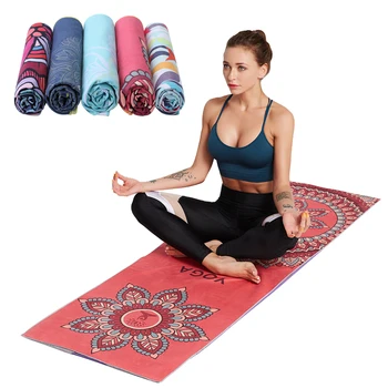 

Microfiber Hot Yoga Mat Blankets 185*63cm Printed Pilates Fitness Gym Exercise Mat Cover Portable Travel Workout Meditation Pad