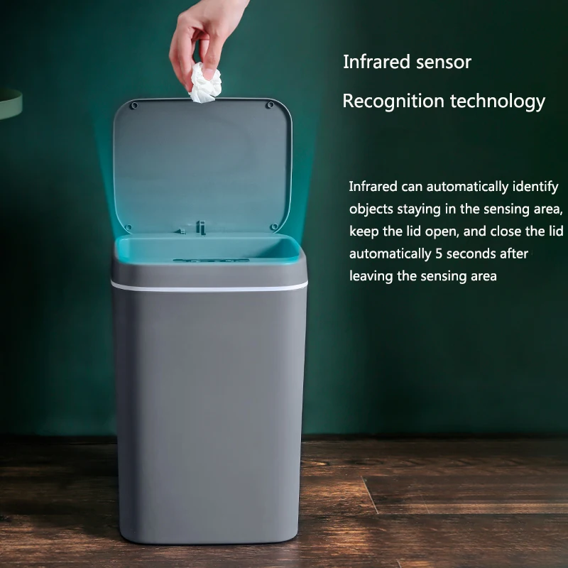 

12L Smart Trash Can Home Garbage Bin White Home Intelligent Electric Garbage Automatic Infrared Sensor Dustbin