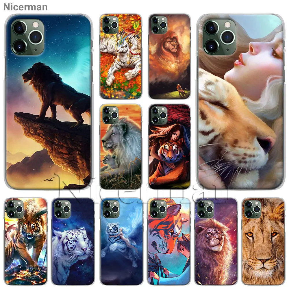 Чехол для телефона Apple iPhone 11 Pro Max X XR XS MAX 6 6s 7 8 Plus 5 5s SE жесткий чехол с Львом тигром