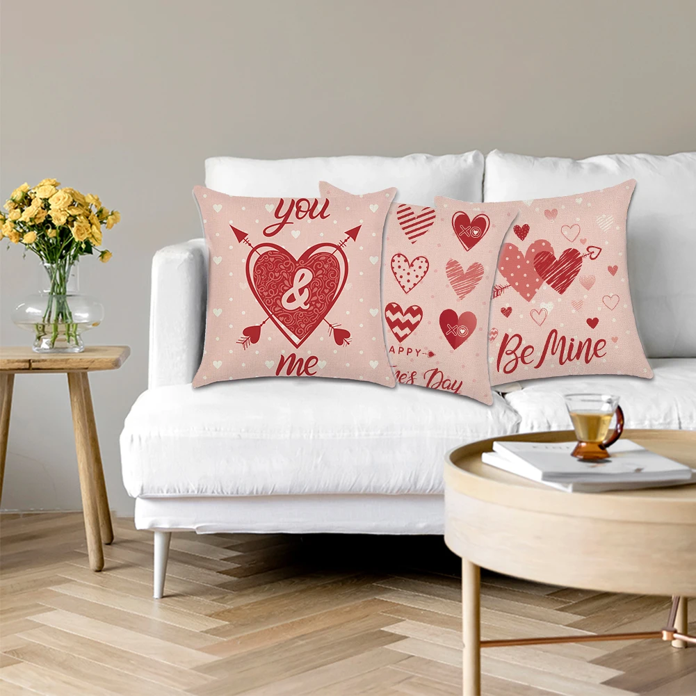

4PCS Happy Valentine's Day Throw Pillow Covers Romantic Gift Love Quotes Cushion Cases Decorative for Couch Sofa 18x18in