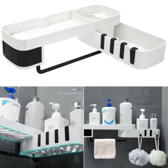 Punch-free Storage Shelf Rack Bathroom Seamless Rotating Rack Double Layer Racks Holder LAD-sale
