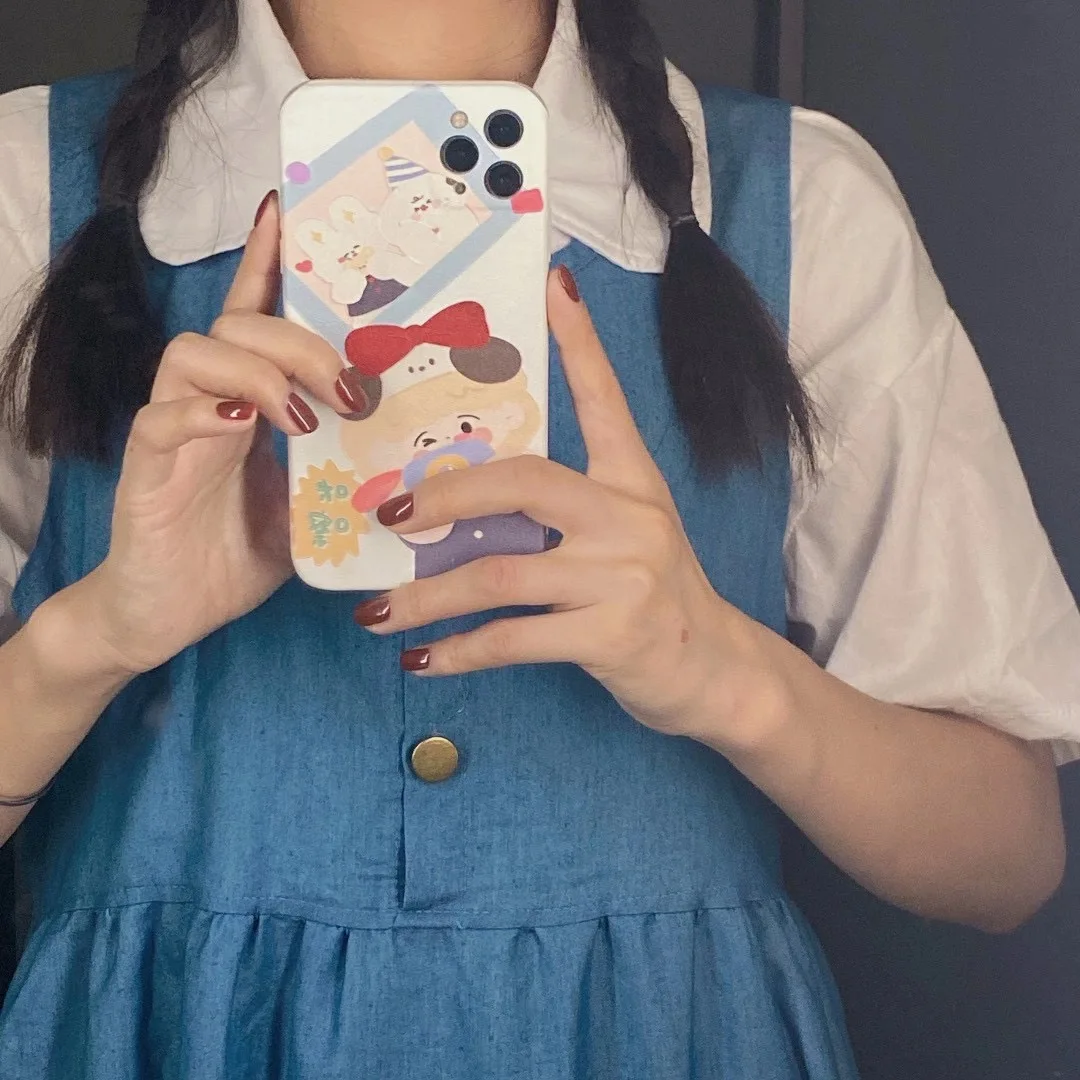 INS/милый чехол для телефона с рисунком девочки happy weekend bear rabbit iPhone 11 12 pro MAX Xs MINI Xr X 7