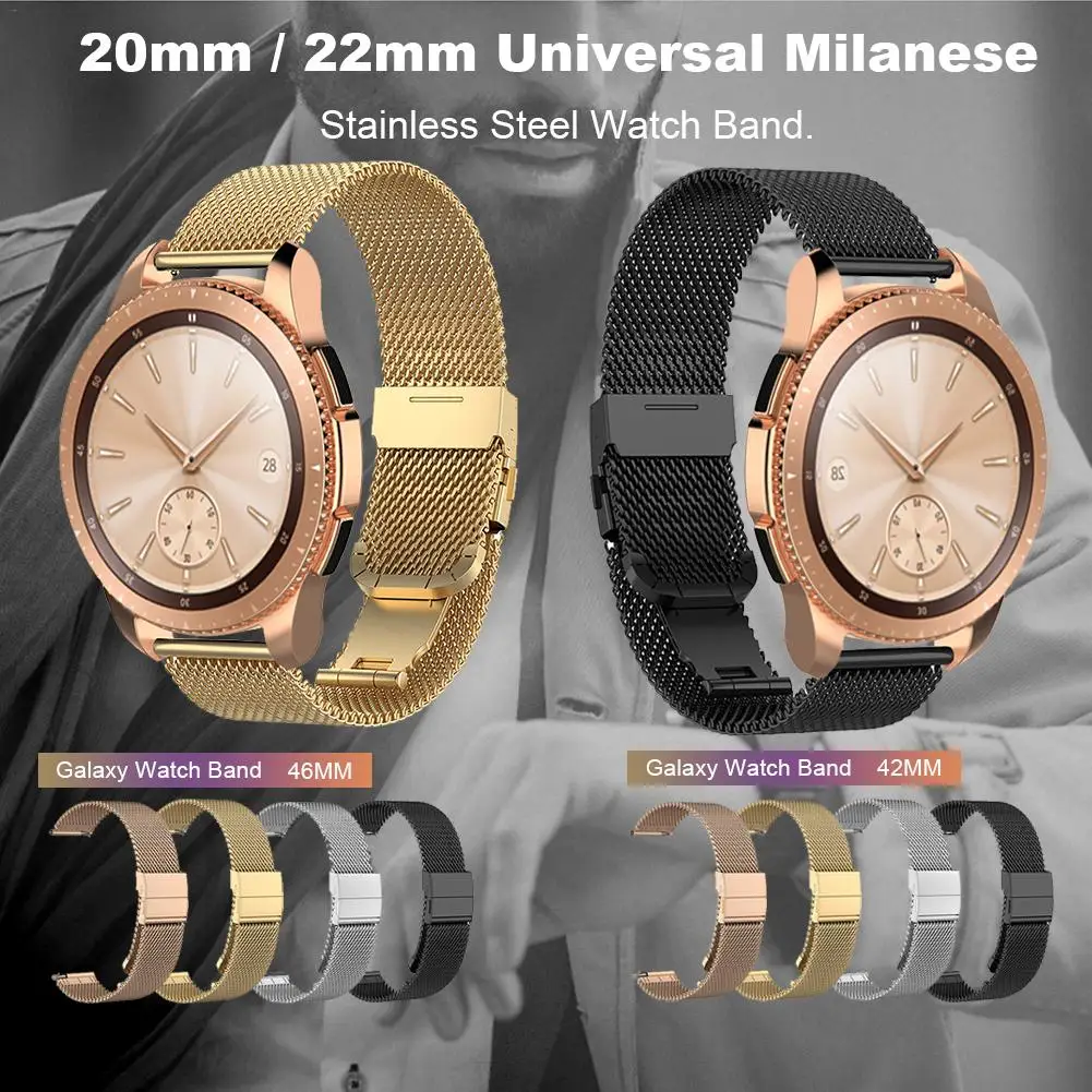 

20mm 22mm Universal Milanese Stainless Steel Watch Band Straps for Samsung Galaxy Watch 42mm 46mm Gear S3