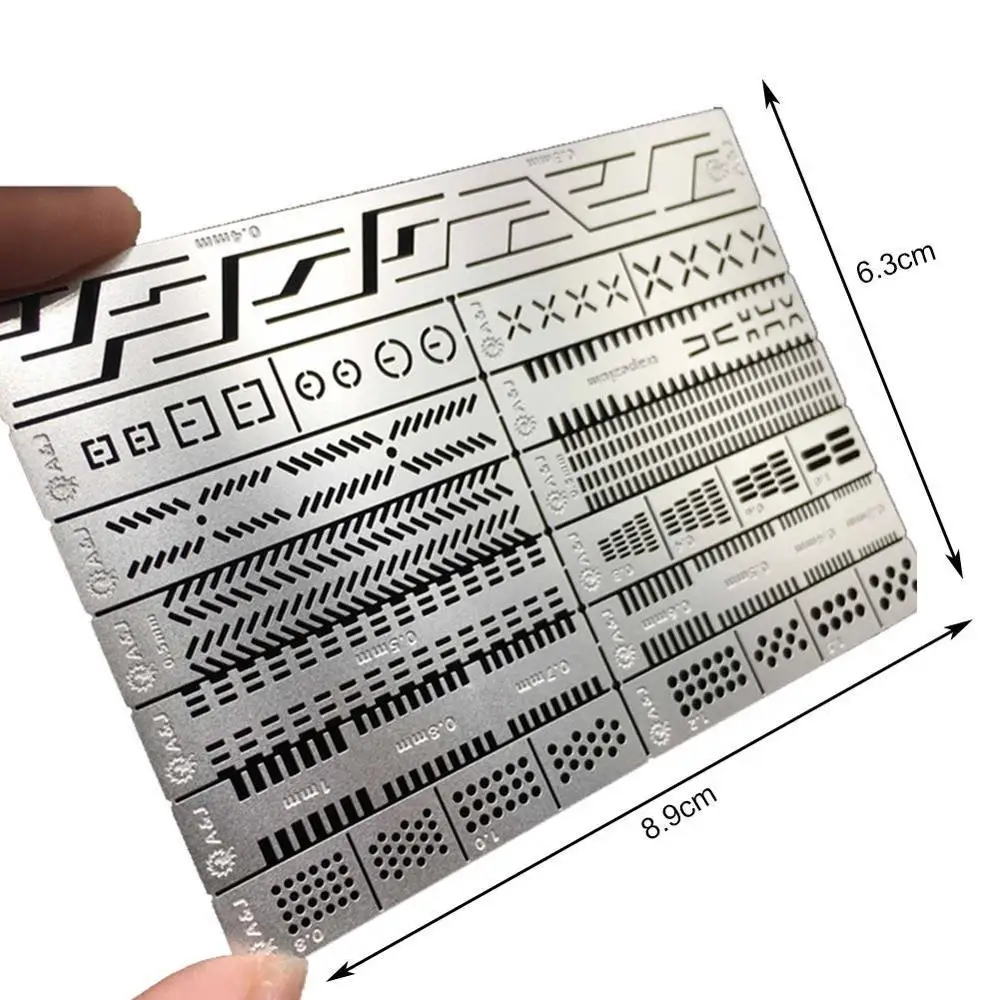 4 In 1 Details of carving Extra Ruler Detail Renovation Engraving Aids steel Hole Engraved Tool Model Ruled Auxiliary Ruler model tools