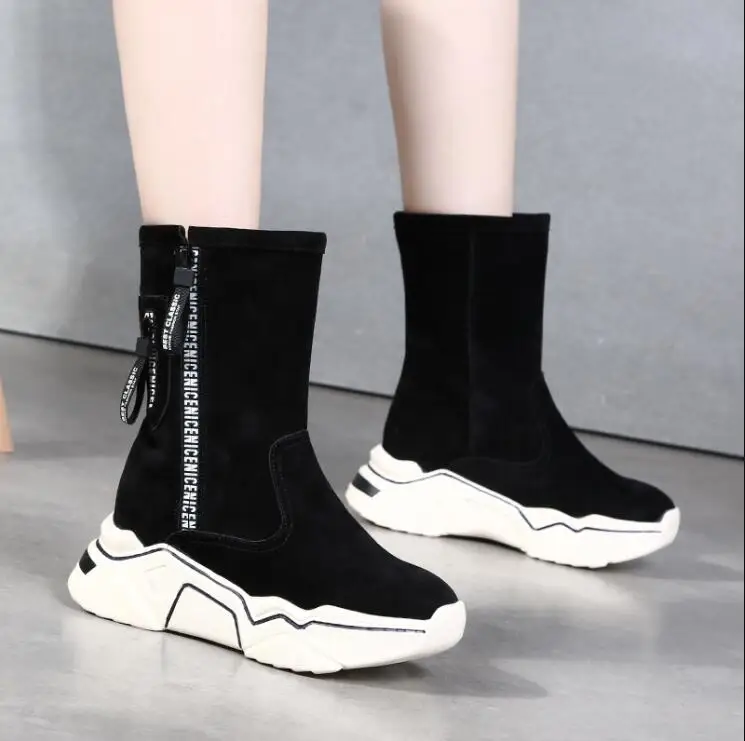 

Winter Boots Snow Boots Women Shoes Woman Boots Fashion Flat Cow Suede Ankle Boots 2019 Winter New Short Fur Warm Boots X452