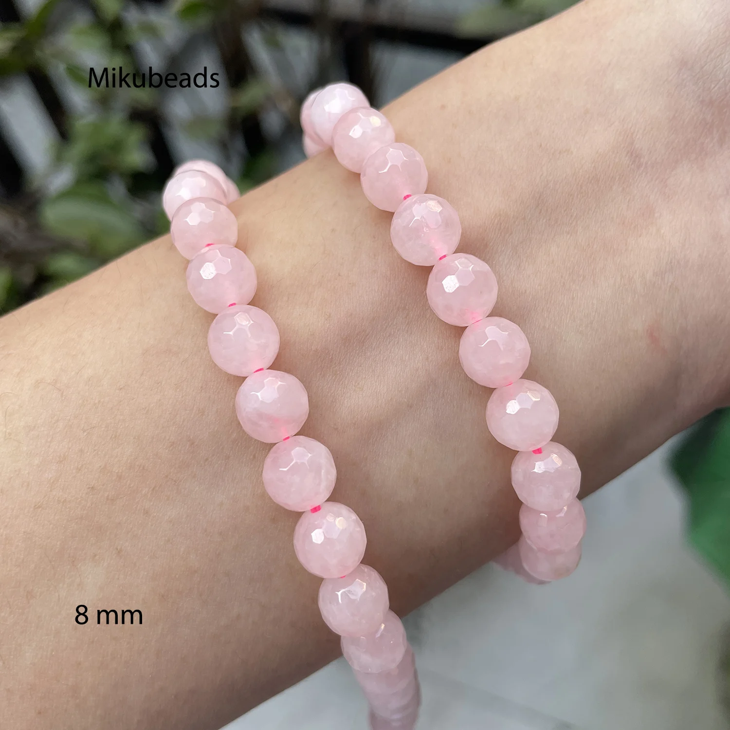 Wholesale Natural 8mm Rose Pink Quartz Crystal Faceted Round Stone Loose Beads For Jewelry Making DIY Necklace Strand 15'' 3