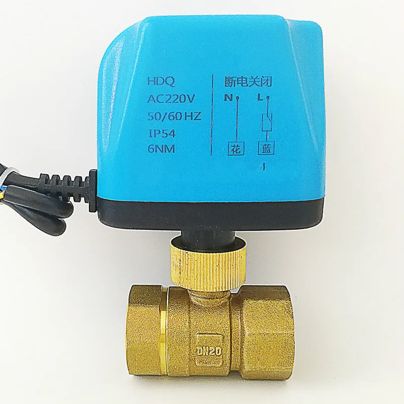 AC220V DC12-24V Электрический моторизованный шаровой клапан 2-управление с помощью проводов нормально открытый нормально закрытый клапан 2 way 3way клапан
