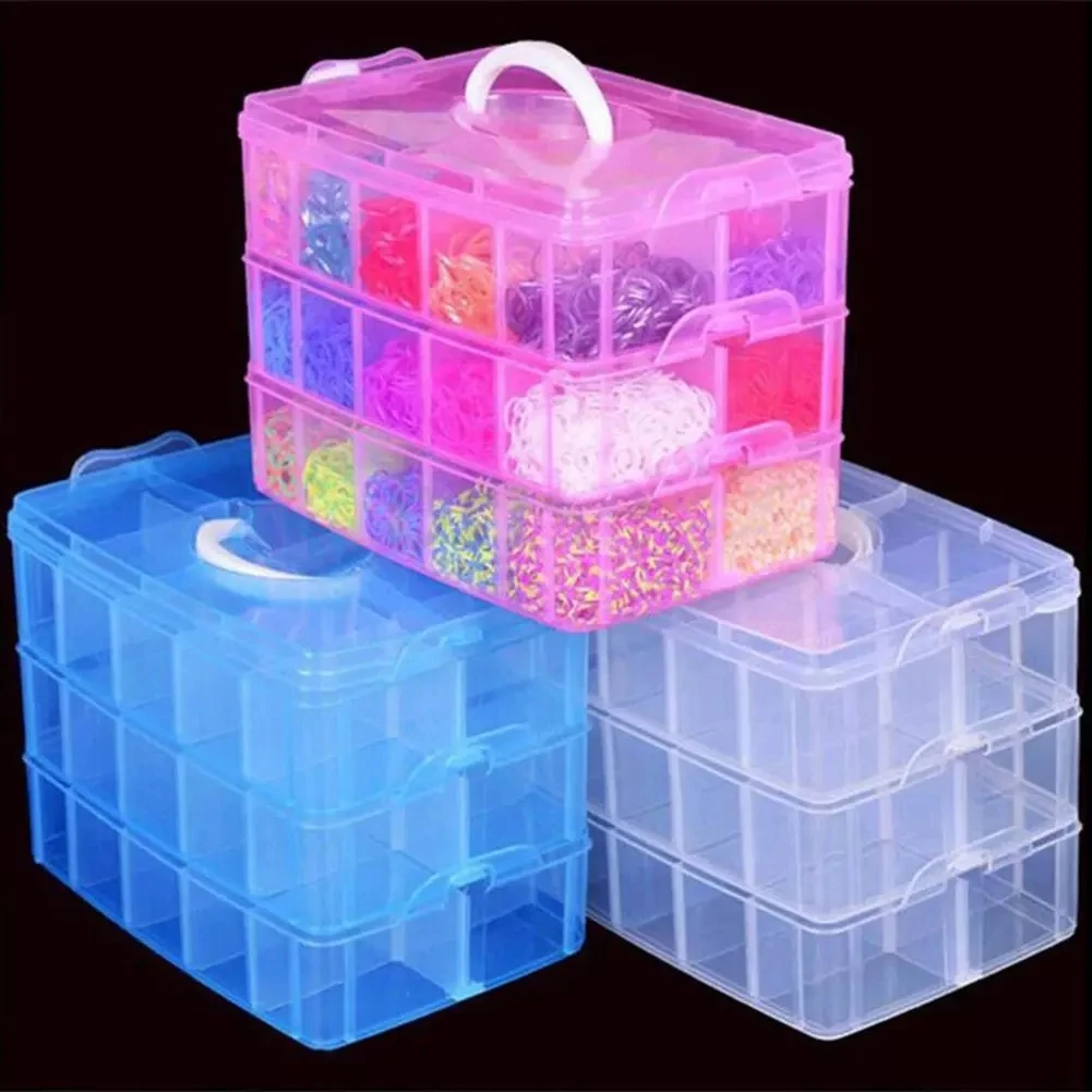 Jewelry Storage Box 3 Layers 30 Compartments Clear Container Organizer Case