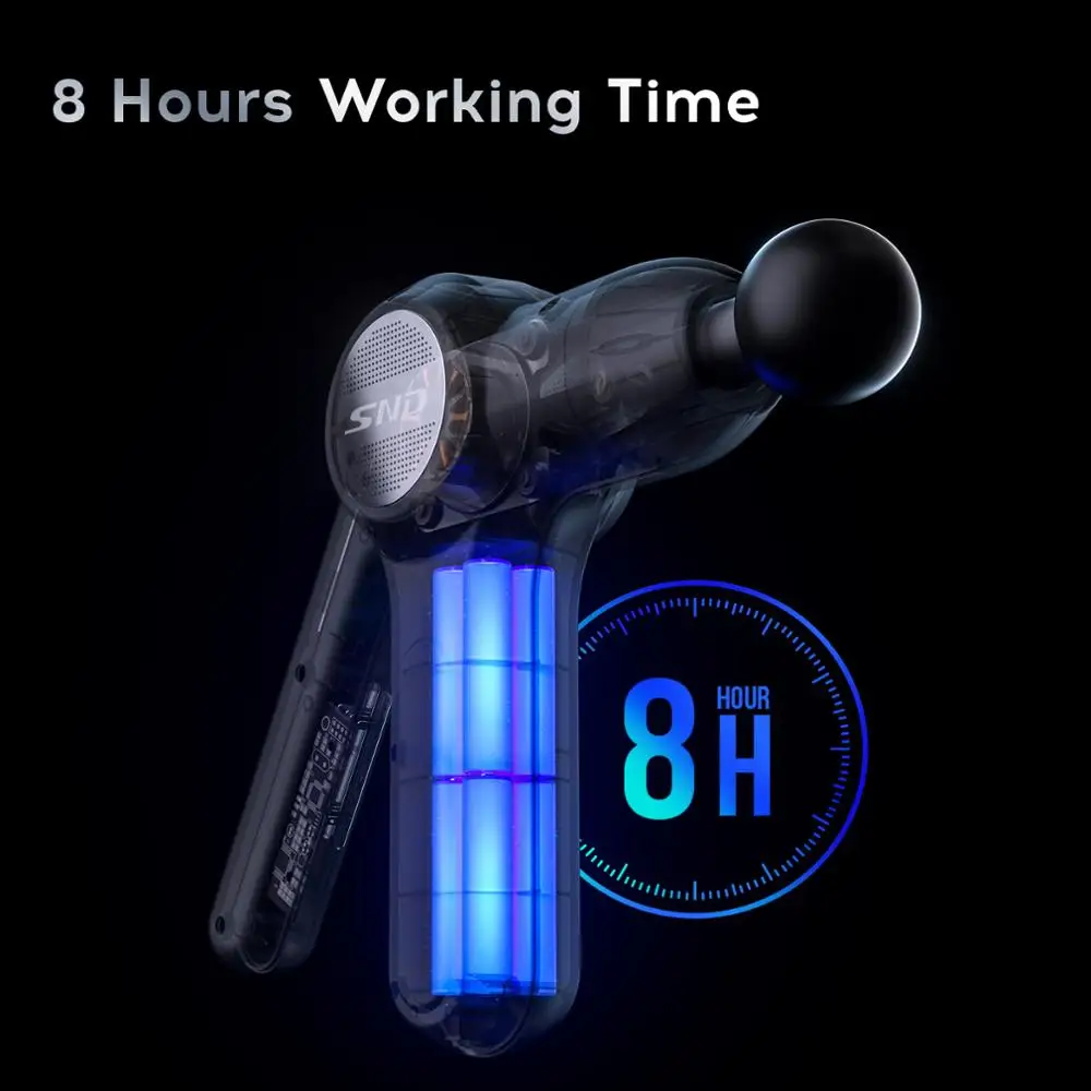 SND Massage Gun Handheld Electric Neck Back Massager for Fitness Pain Soreness Reief with 6 Adjustable Speeds 6 Message Heads