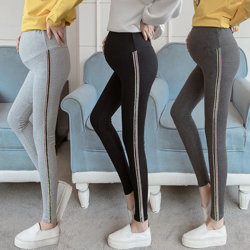 

Leggings for Pregnant Woman 2019 Spring And Autumn New Style Elasticity Fashion Stripes Joint Abdominal Support Pregnant Women S