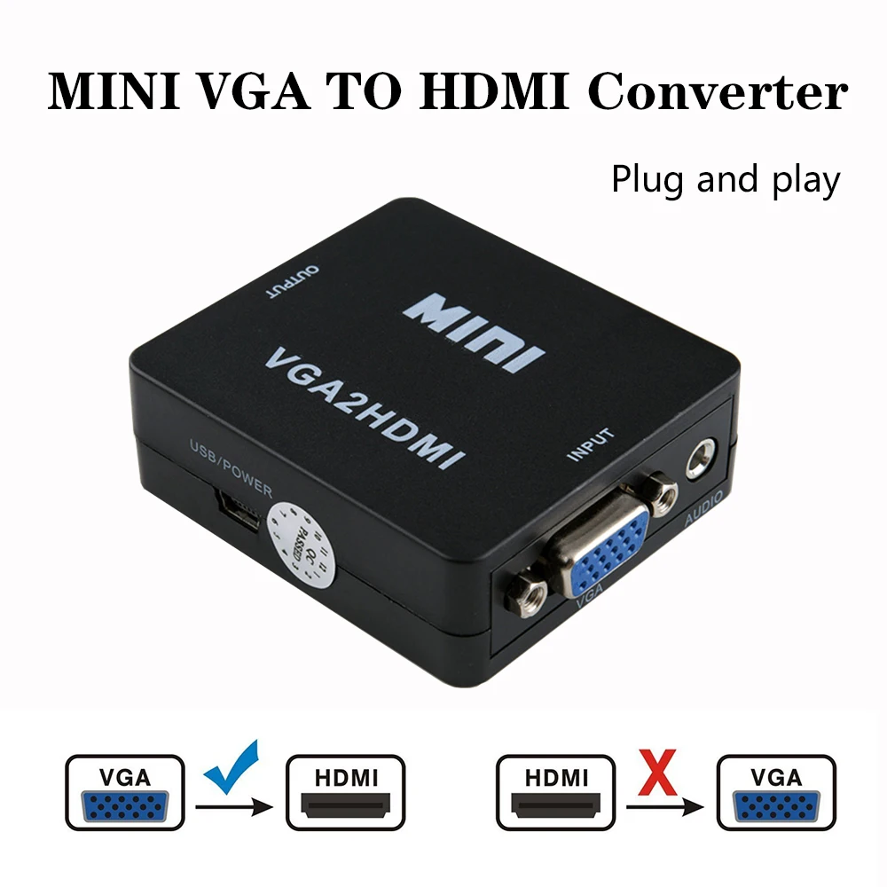 1080P мини телефон с аудио VGA2HDMI видео бокс адаптер для ноутбука ПК проектора