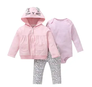 

long sleeve hooded coat+bodysuit cotton+pants newborn boy set winter fall infant clothing new born outfit