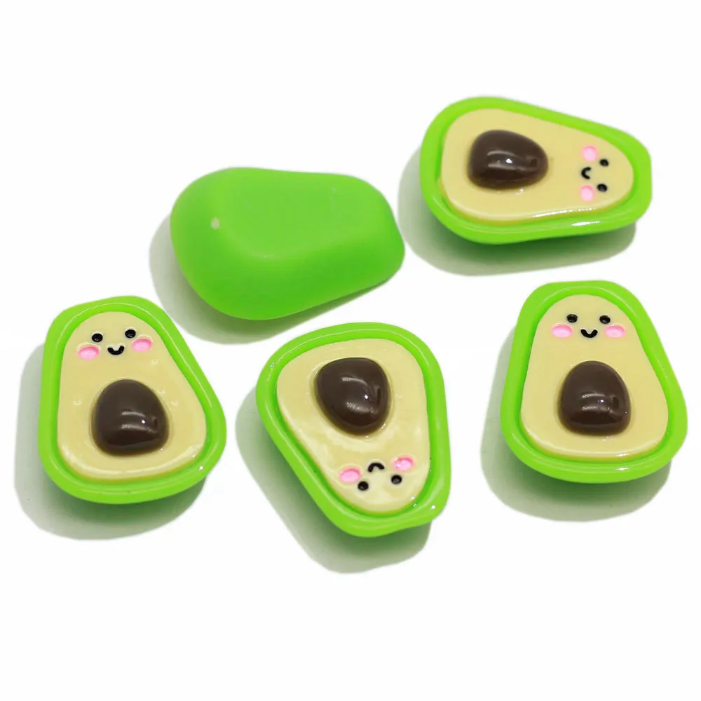 

10Pcs/lot kawaii Smiley face Avocado Flat back Resin Cabochon Flatback Simulation Fruit DIY Jewelry Accessories Scrapbooking