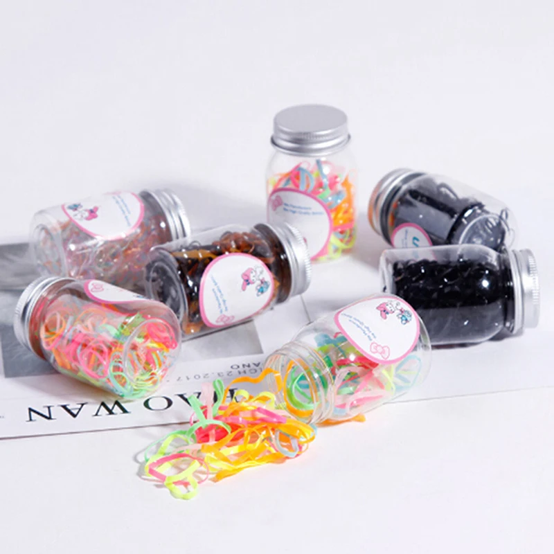 100/200 Pcs colorful Rubber Hairband Rope Silicone Ponytail Holder Elastic TPU Hair Holder Tie Gum Rings Girls Hair Accessories