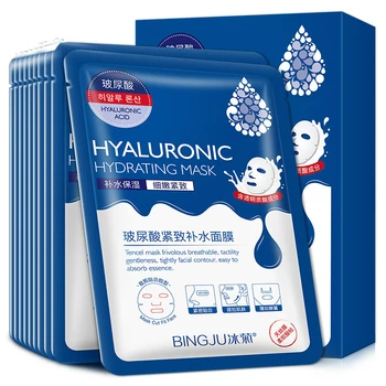 

10 pieces hyaluronic acid tight rehydration mask facial pores moisturizing silk mask paste