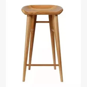 

Nordic Solid Wood Bar Chair, High Foot Stool, Simple And Fashionable Dining Domestic Log Leisure Chair