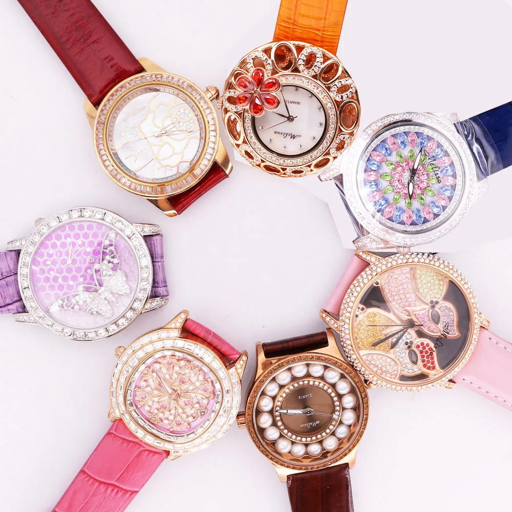 

SALE!!! Discount Melissa Crystal Old Types Lady Women's Watch Japan Mov't Fashion Hours Bracelet Leather Girl's Gift No Box